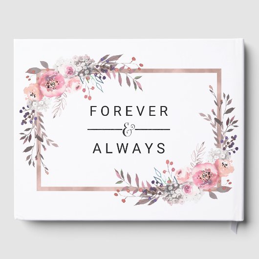 Blush & Rose Gold Gerahmte Blumenzange Gästebuch (Rückseite)