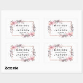 Blush & Rose Gold Gerahmte Blumenzange Rechteckiger Aufkleber (Blatt)