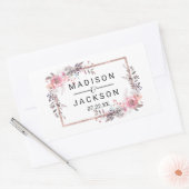 Blush & Rose Gold Gerahmte Blumenzange Rechteckiger Aufkleber (Umschlag)