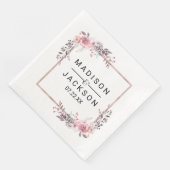Blush & Rose Gold Gerahmte Blumenzange Serviette (Ecke)