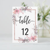 Blush & Rose Gold Gerahmte Hochzeiten Tischnummern (Stehend Vorderseite)