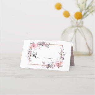 Blush & Rose Gold Gerahmte Tischnummer Sitzname Platzkarte