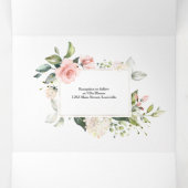 Blush Rose Gold Girl Foto Taufe Dreifach Gefaltete Einladung (Innenseite Mitte)