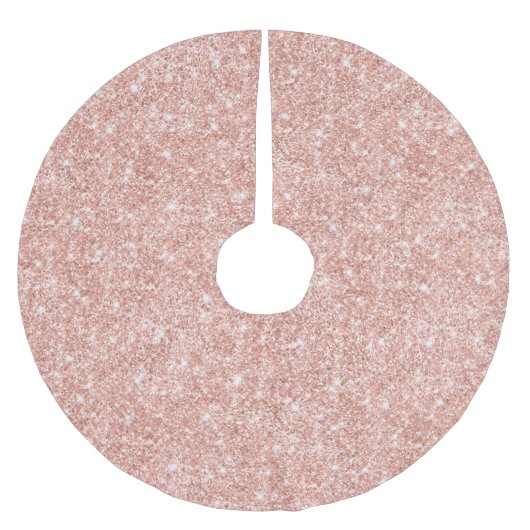 Blush Rose Gold Glitzer Glam Polyester Weihnachtsbaumdecke (Vorderseite)