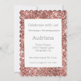 Blush Rose Gold Glitzer Glitz 16. Geburtstag Einladung