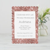 Blush Rose Gold Glitzer Glitz 16. Geburtstag Einladung (Stehend Vorderseite)