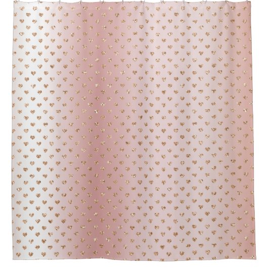 Blush Rose Gold Glitzer Herz Duschvorhang (Vorderseite)