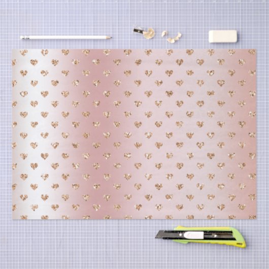 Blush Rose Gold Glitzer Herz Seidenpapier (Handwerk)