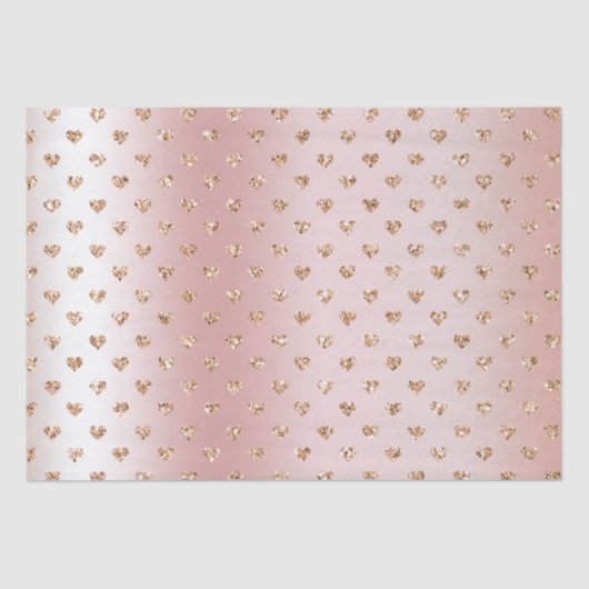 Blush Rose Gold Glitzer Herz Seidenpapier (Vorderseite)