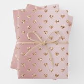 Blush Rose Gold Glitzer Herzen Kisses Geschenkpapier Set (Beispiel)
