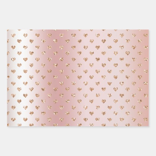 Blush Rose Gold Glitzer Herzen Kisses Geschenkpapier Set (Vorderseite)