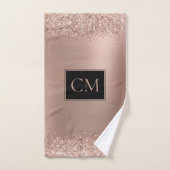 Blush Rose Gold Glitzer Metallic Monogramm Badhandtuch Set (Handtuch)