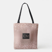 Blush Rose Gold Glitzer Metallic Monogramm Tasche (Rückseite)