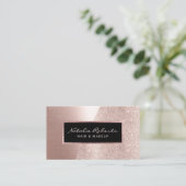 Blush Rose Gold Glitzer Moderner Schönheitssalon W Visitenkarte (Stehend Vorderseite)
