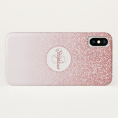 Blush Rose Gold Glitzer Monogram Case-Mate iPhone Hülle (Rückseite (Horizontal))