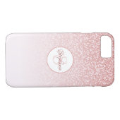 Blush Rose Gold Glitzer Monogram Case-Mate iPhone Hülle (Rückseite (Horizontal))