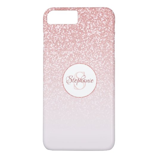 Blush Rose Gold Glitzer Monogram Case-Mate iPhone Hülle (Rückseite)