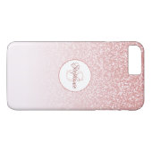 Blush Rose Gold Glitzer Monogram Case-Mate iPhone Hülle (Rückseite (Horizontal))