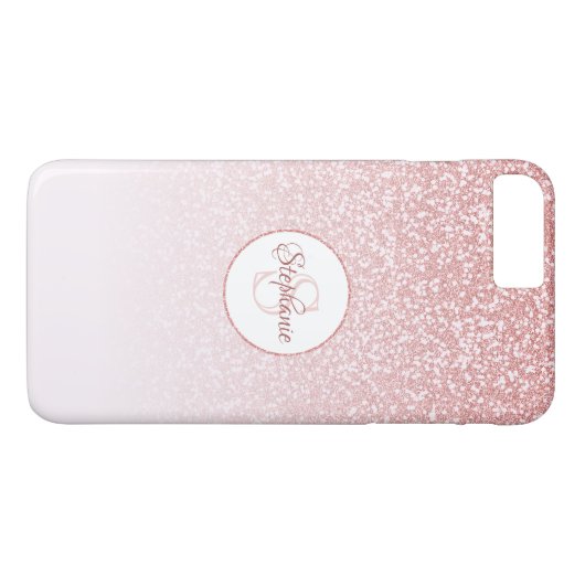 Blush Rose Gold Glitzer Monogram Case-Mate iPhone Hülle (Rückseite (Horizontal))