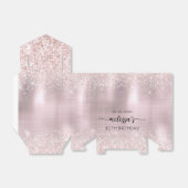 Blush Rose Gold Glitzer Monogram Name Geschenkschachtel (Ungefaltet)