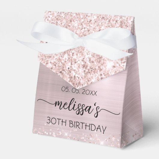 Blush Rose Gold Glitzer Monogram Name Geschenkschachtel (Vorderseite)