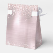 Blush Rose Gold Glitzer Monogram Name Geschenkschachtel (Rückseite)