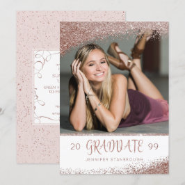 Blush & Rose Gold Glitzer Pinselschrift Einladung