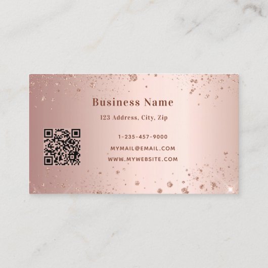 Blush Rose Gold Glitzer Staub qr Geschäftsbereich Rabattkarte (Rückseite)