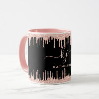 Blush Rose Gold Glitzer Tropfen 2 Monogramm Script