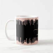Blush Rose Gold Glitzer Tropfen 2 Monogramm-Skript Kaffeetasse (Links)