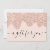 Blush Rose Gold Glitzer Tropfen Geschenkgutschein (Vorderseite)