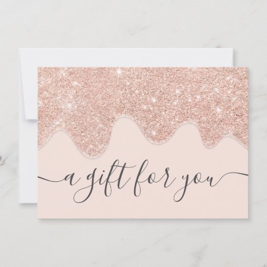 Blush Rose Gold Glitzer Tropfen Geschenkgutschein (Vorderseite)