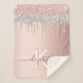 Blush Rose Gold Glitzer Tropfen Silber Sherpadecke (Vorderseite)