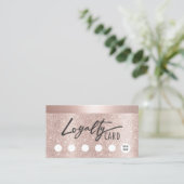 Blush Rose Gold Glitzer Typografie Schönheitssalon Treuekarte (Stehend Vorderseite)