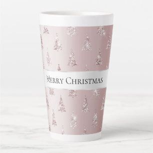 Blush Rose Gold Glitzer Weihnachtsbäume Milchtasse