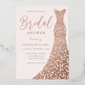 Blush & Rose Gold Gown Bridal Shower Folieneinladung (Vorderseite)