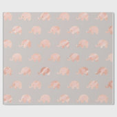 Blush Rose Gold Grau Prinzessin Elephant Peach Geschenkpapier (Flach)