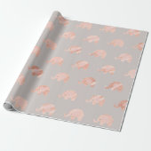 Blush Rose Gold Grau Prinzessin Elephant Peach Geschenkpapier (Ungerollt)