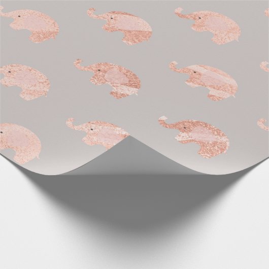 Blush Rose Gold Grau Prinzessin Elephant Peach Geschenkpapier (Ecke)