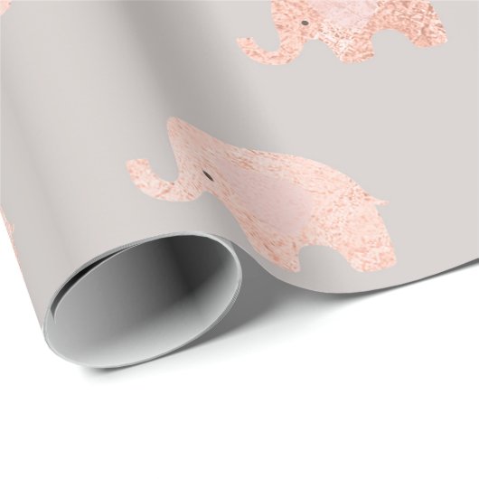 Blush Rose Gold Grau Prinzessin Elephant Peach Geschenkpapier (Rolleneckpunkt)