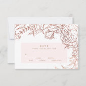 Blush Rose Gold Kupfer Elegante Hochzeit mit Blume RSVP Karte (Vorderseite)