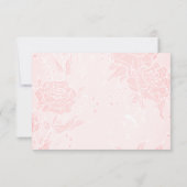 Blush Rose Gold Kupfer Elegante Hochzeit mit Blume RSVP Karte (Rückseite)
