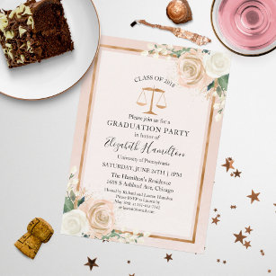 Blush & Rose Gold Law School Graduation Party Einladung