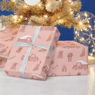 Blush Rose Gold LKW Niedlich Weihnachten Geschenkpapier