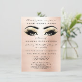 Blush Rose Gold Makeup Glitzer Auge 16. Bridal Einladung (Stehend Vorderseite)