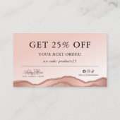 Blush Rose Gold Marmor Agate Schönheit Danke Karte (Rückseite)