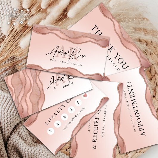Blush Rose Gold Marmor Agate Schönheit Danke Karte