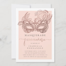 Blush & Rose Gold Masquerade Quinceñera Geburtstag Einladung