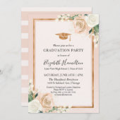 Blush & Rose Gold Moderne Blumenstudium Party Einladung (Vorne/Hinten)