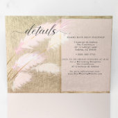 Blush Rose Gold Pampas Gras Dreifach Gefaltete Einladung (Innen Erste Seite)
